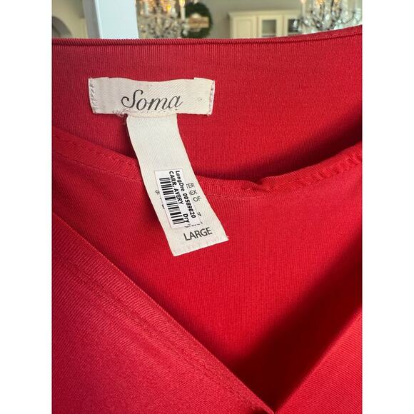 Soma scarf hem midi dress bliss fabric supple soft layers red size L - Picture 4 of 6